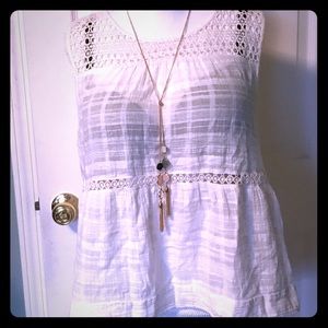 LOFT Jacquard Lace Crochet Shell